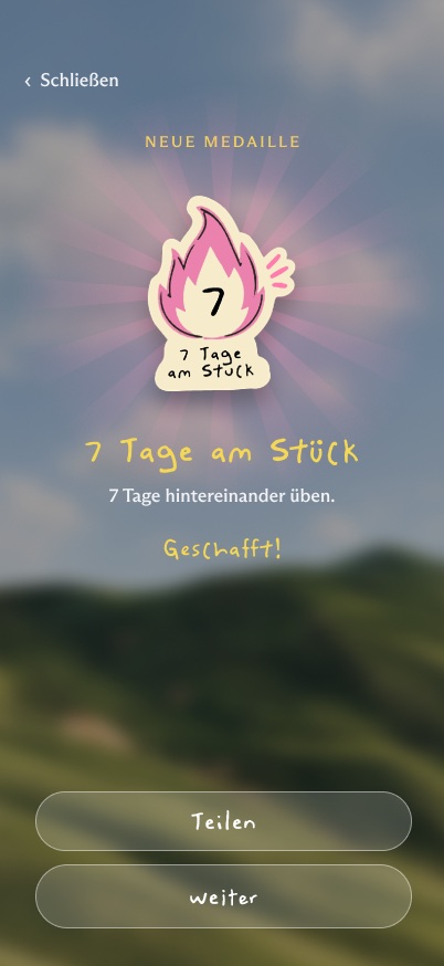Neue Medaille: 7 Tage am Stück