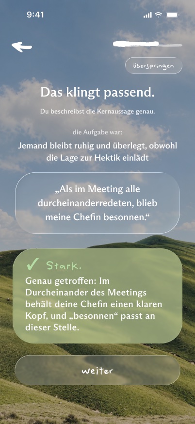 Rückmeldung: Das klingt passend