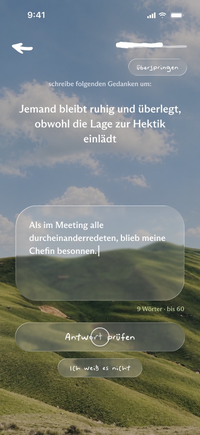 Eigener Satz in der App